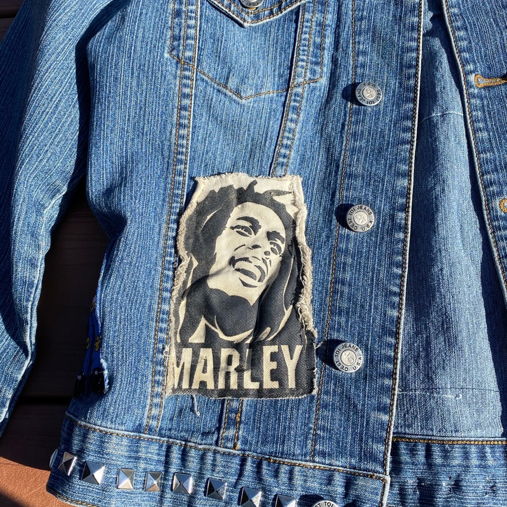 Handcrafted Patchwork Denim Jacket - image 8